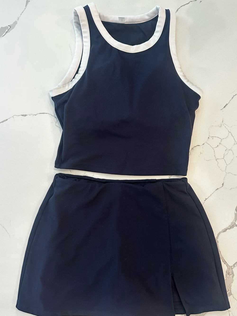 90 Degree by Reflex Matching Athleisure Set Small Skort & Built-In Bra Tank